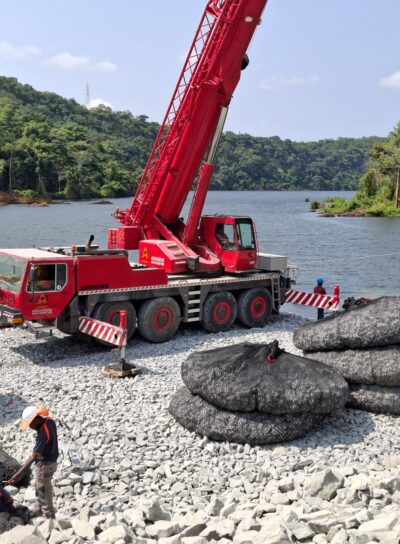rock bag, eco-friendly scour protection for bridges, offshore wind farms, pipelines, dams and coastal infrastructure, flexible gabion