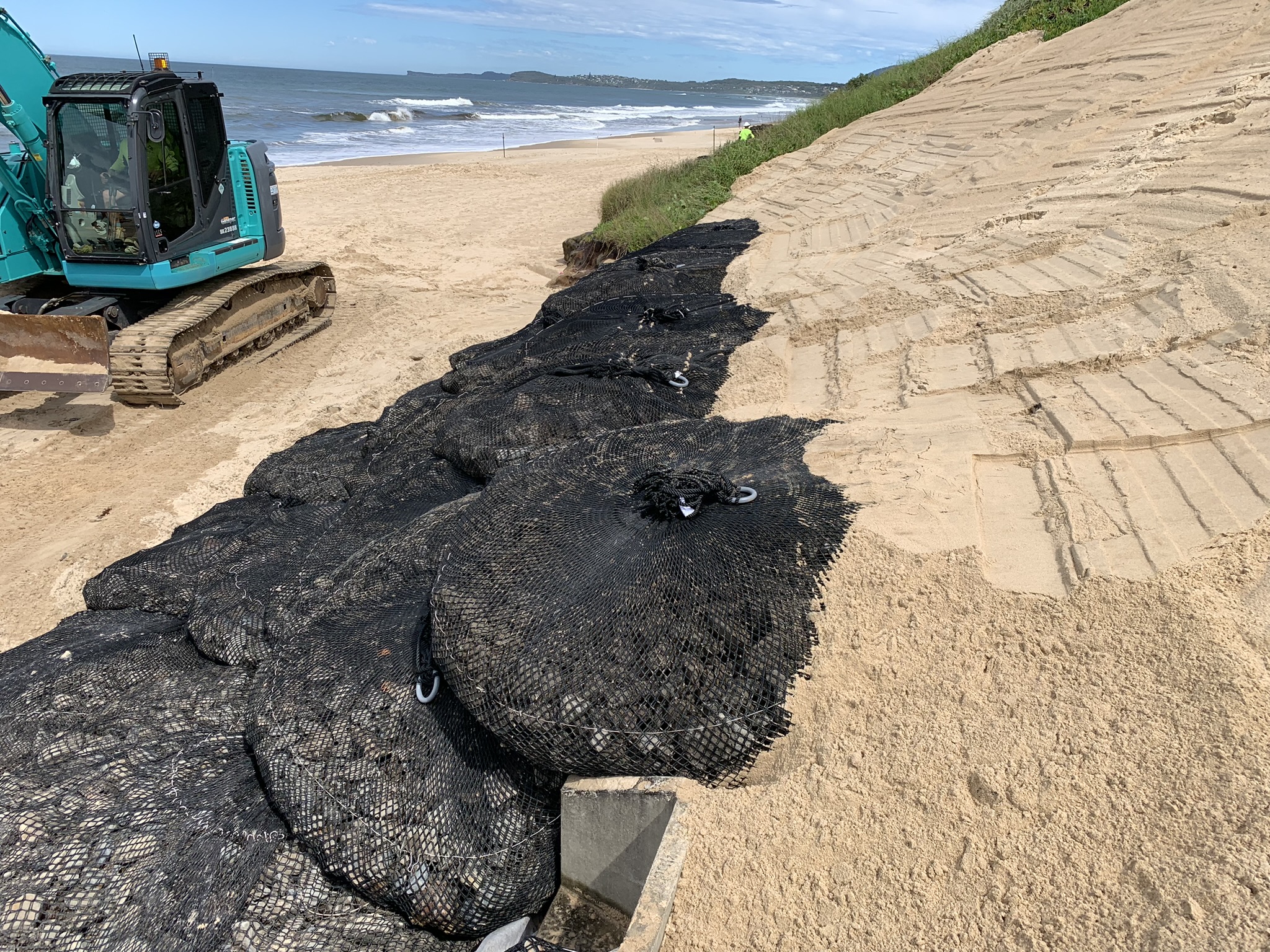 sand dune protection, rock bags. Port Macquarie NSW