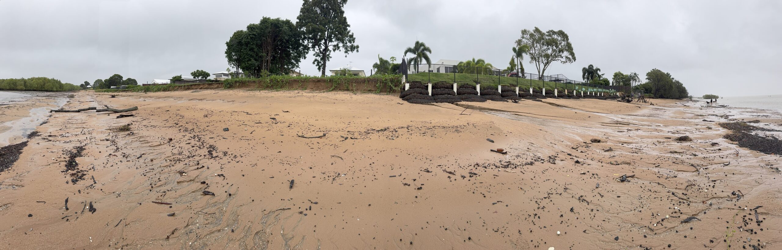 rock bag erosion control, coastal protection, wave surges damage beach, cyclone damage of coast line